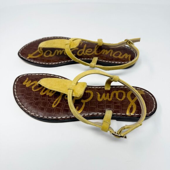 Sam Edelman Gigi Strappy Thong Sandals Yellow Leather Sz 6 Beach Summer Casual - Picture 2 of 7
